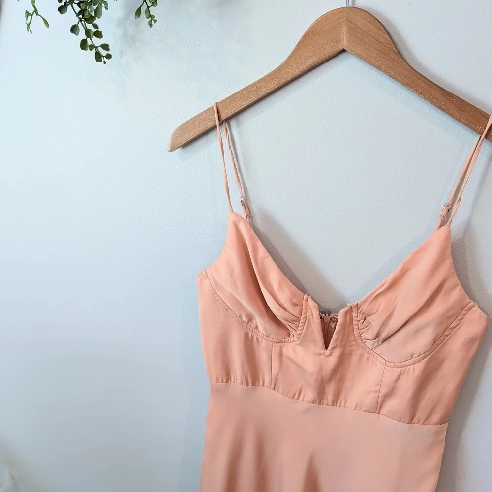 Here Comes The Sun Peach Sleeveless Spaghetti Strap Slip Dress Size Medium - Picture 2 of 11